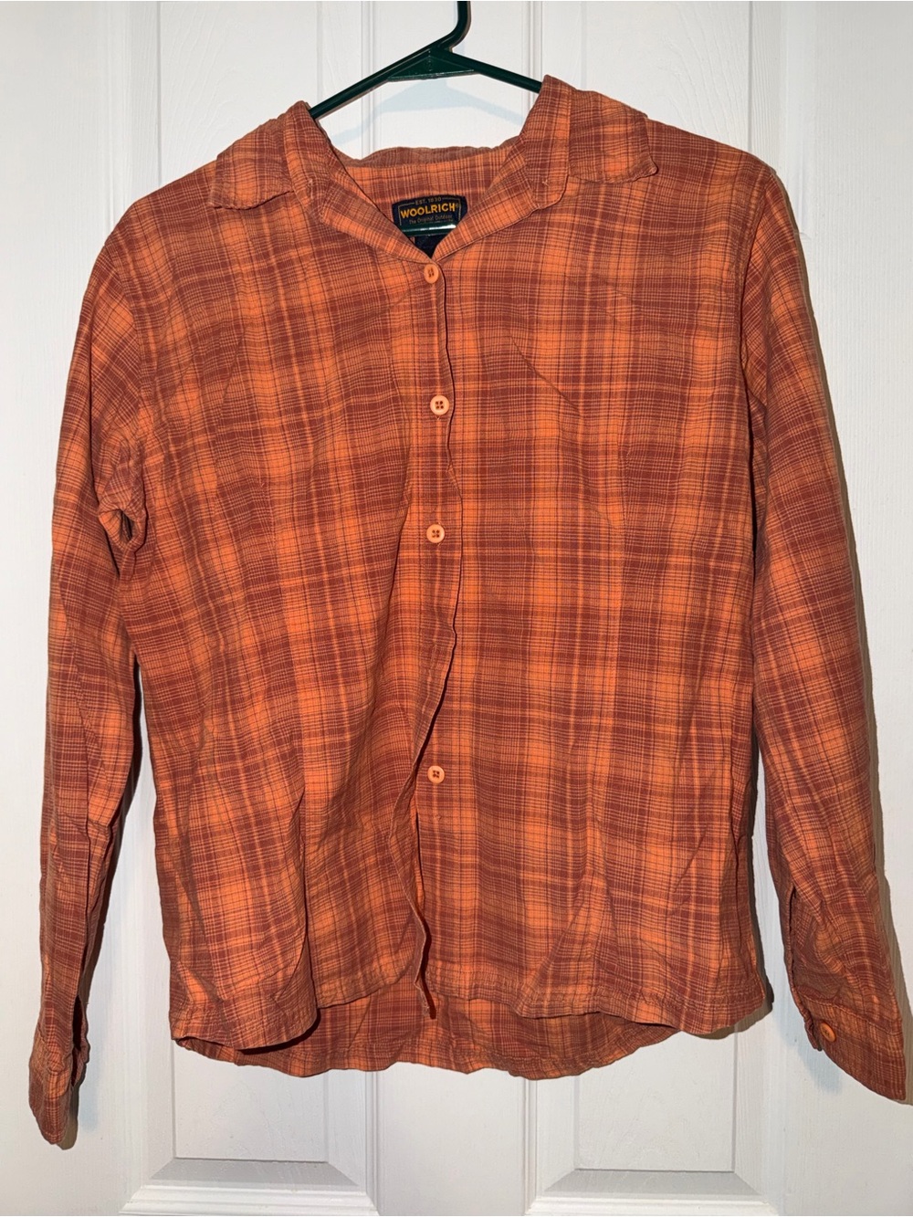 Woolrich Women’s Orange Plaid Button-Up Shirt